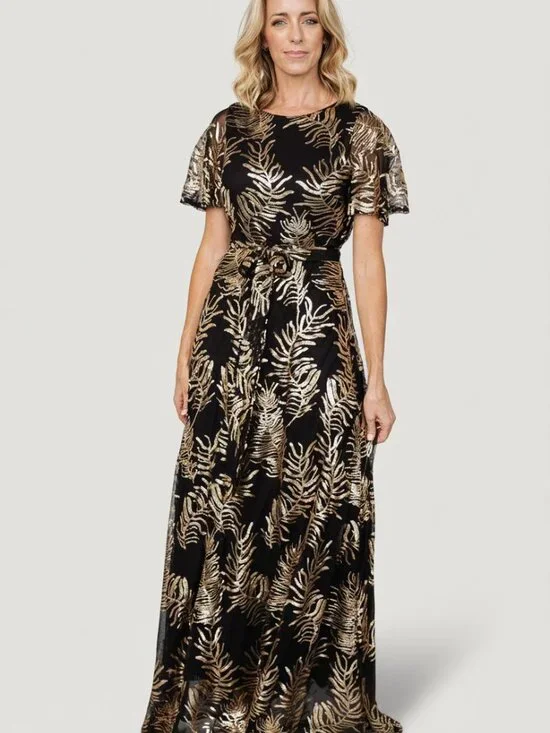 Baltic Born Muse Sequin Maxi Dress | Black + Gold Size XL NEW WITH TAGS - Picture 4 of 8